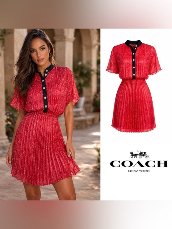 Coach Dresses & Skirts - NEW Coach Ted Dot Pleated Fit Flare dress